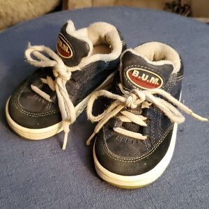 B.U.M. Equipment Vintage Retro Blue Leather Lace Up Sneakers Shoes Size 7